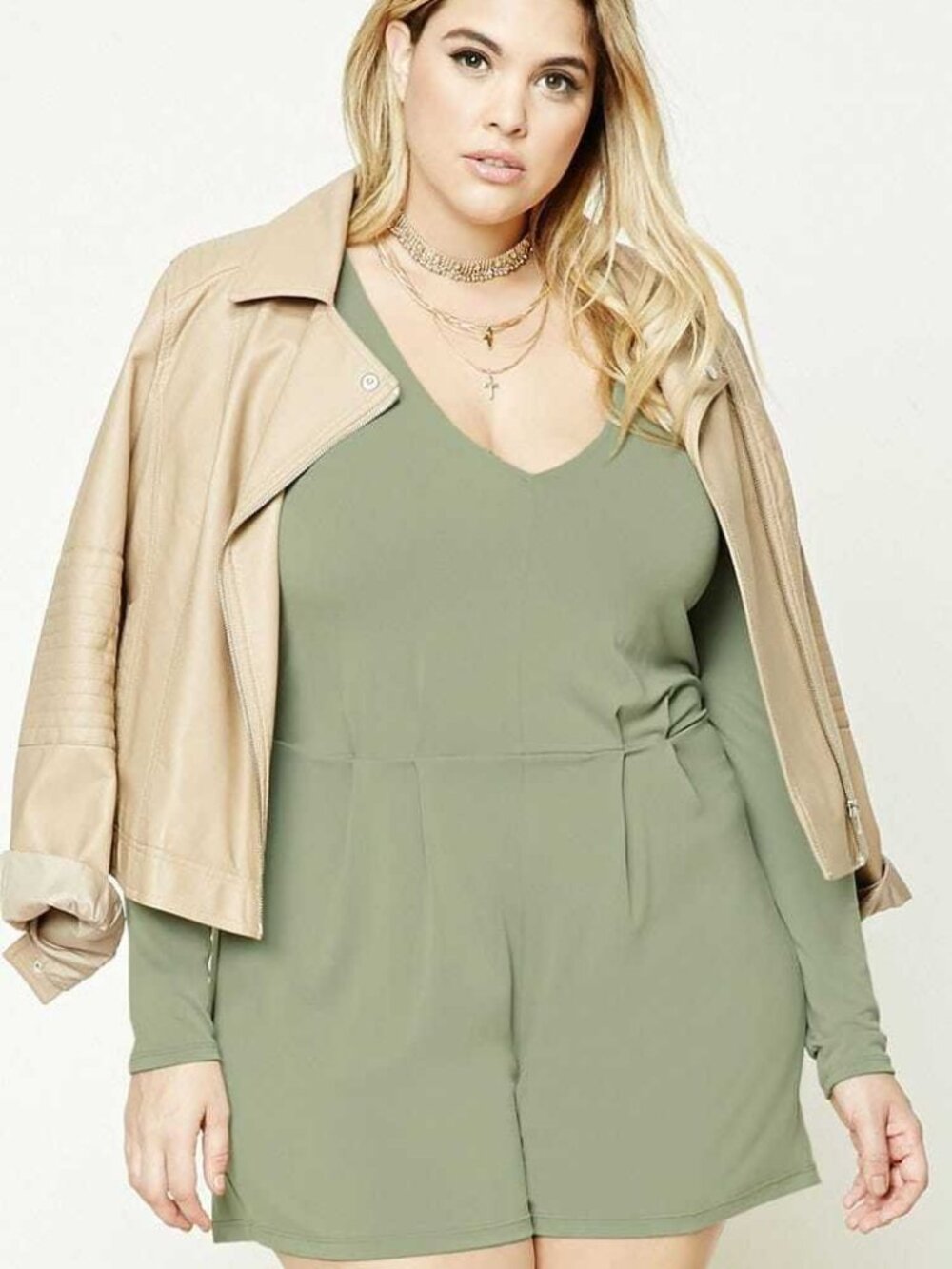 Forever 21 Sage Plus Size V-Neck Romper 2X
